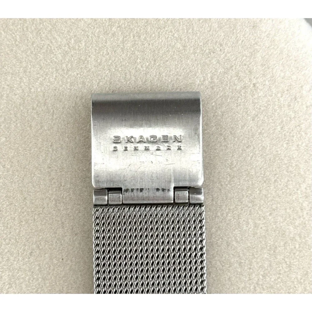 Skagen Watch Women’s Silver Dial Stainless Steel Round Mesh Band New Battery